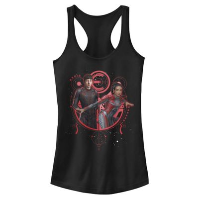 Marvel Junior's Eternals DRUIG and MAKKARI Duo Slim Fit, Scoop Hem Racerback Tank, Black, X-Small