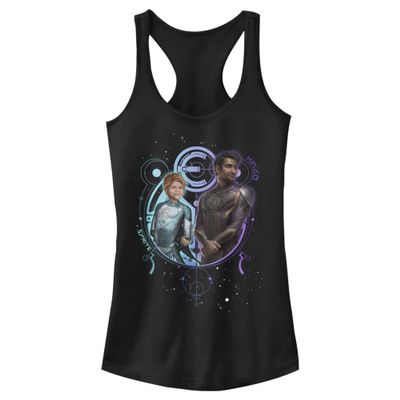 Marvel Junior's Eternals Sprite KINGO Duo Slim Fit, Scoop Hem Racerback Tank, Black, Medium