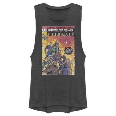 Marvel Junior's Eternals Vintage Style Comic Cover Festival Muscle, Charcoal, X-Small