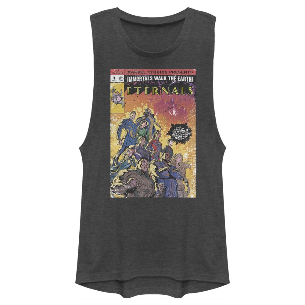 Marvel Junior's Eternals Vintage Style Comic Cover Festival Muscle, Charcoal, X-Small