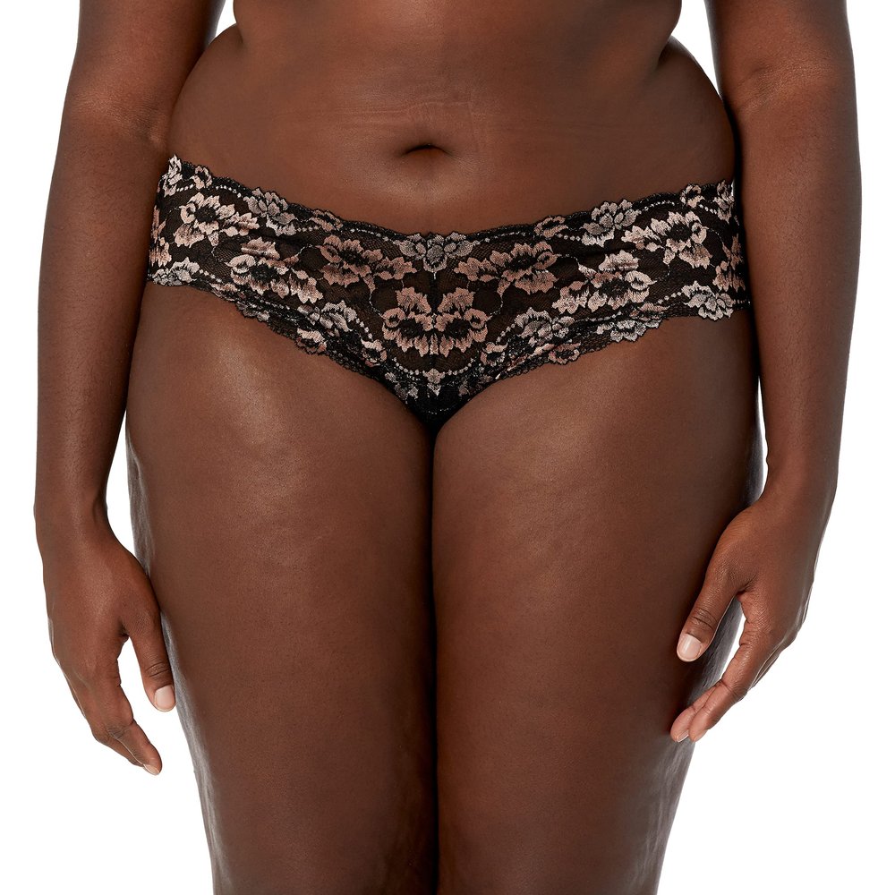 Cosabella Women's Plus Size Savona Extended Boyshort, Black/Mandorla, 12/14