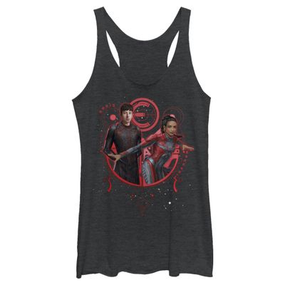 Marvel Junior's Eternals DRUIG and MAKKARI Duo Tri-Blend Racerback Layering Tank, Black Heather, Small