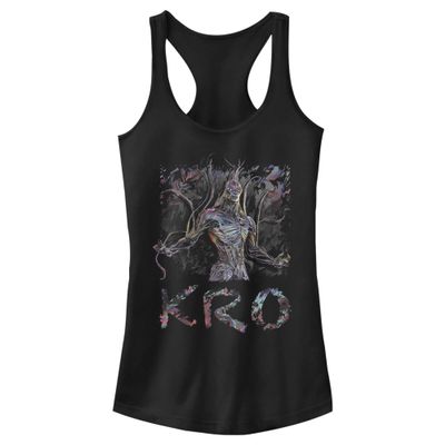 Marvel Junior's Eternals Camo Kro Slim Fit, Scoop Hem Racerback Tank, Black, X-Large