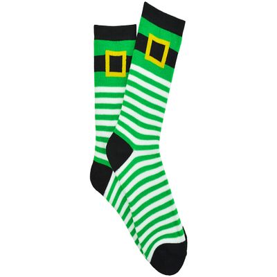 Everything Legwear St. Patrick's Day Crew Socks (1 Pair) - Clover, Shamrock, Stripe, Dot, Pinch (Buckle)
