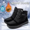 oiangi Snow Boots for Women Waterproof Fashion Round Toe Quiltied Thick Fluff Warm Flat Casual Ankle Boots Winter Solid Outdoor Non-slip Platform Shoes view 2