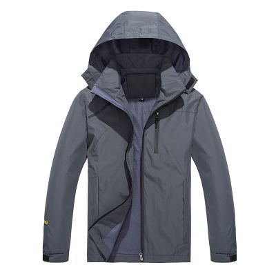 tuduoms Mens Lightweight Rain Jacket Waterproof Breathable Raincoat Windbreaker Hooded Shell Jacket Outwear for Hiking Travel Gray