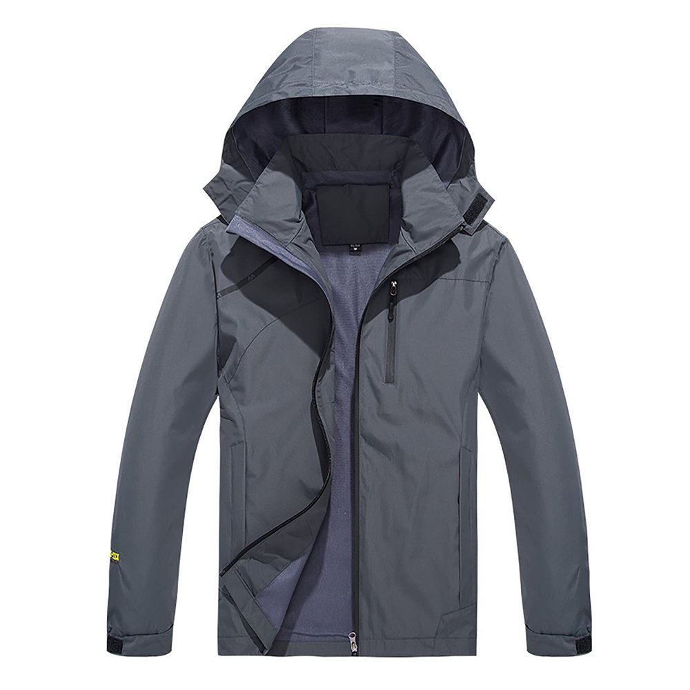 tuduoms Mens Lightweight Rain Jacket Waterproof Breathable Raincoat Windbreaker Hooded Shell Jacket Outwear for Hiking Travel Gray