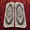 Colt 1911 Full Size Custom 3D Engraved Ivory Grips Scroll Mexican Flag Eagle Aquila view 1