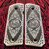Colt 1911 Full Size Custom 3D Engraved Ivory Grips Scroll Mexican Flag Eagle Aquila view 3