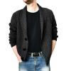 tuduoms Mens Knitted Cardigan Sweaters Fashion Color Block Shawl Collar Button Up Sweater Winter Long Sleeve Knitwear Jumpers view 1