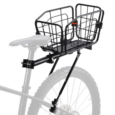 ANGGOER Rear Bike Rack with Basket, 165 LB Load Bike Cargo Rack - Aluminum Alloy Bike Rack for Back of Bike with Free Bungee Cord & Waterproof Cover & Installation Tool
