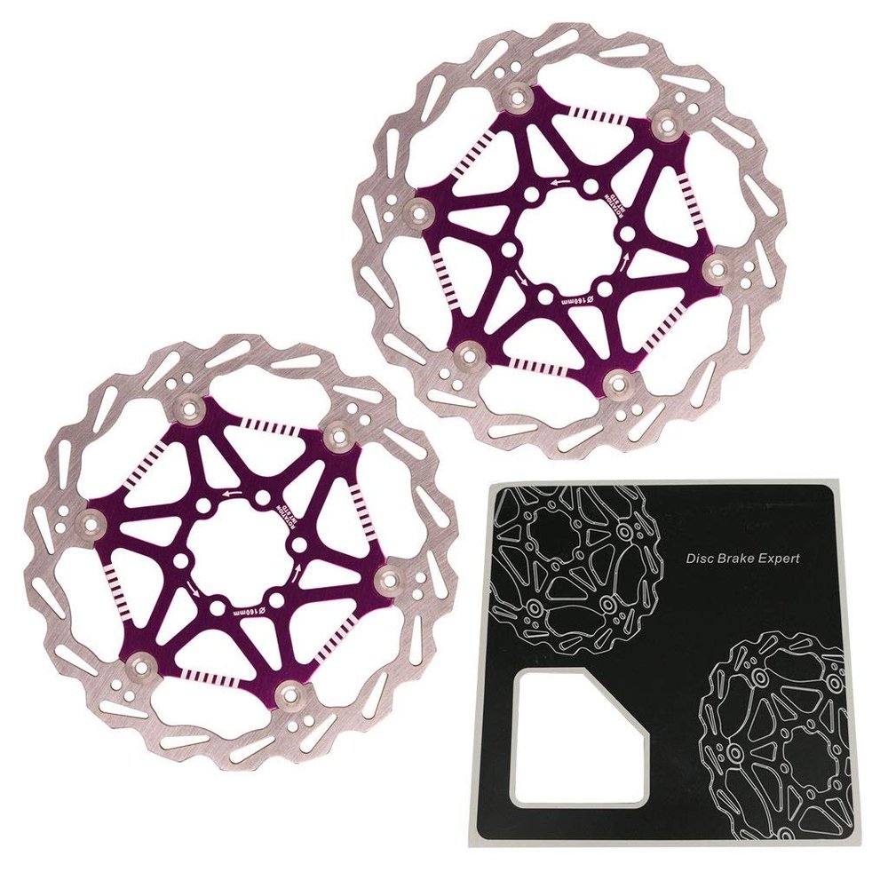 LvTu Disc Brake Rotor 160mm 180mm 2pcs Stainless Steel Alloy Hole Distance: 44mm with 12 Screws (Color : Purple, Size : 180mm)