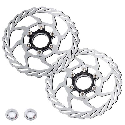 LvTu Centerlock Rotor 160mm Centerline Disc Brake Black/Silver 2pcs