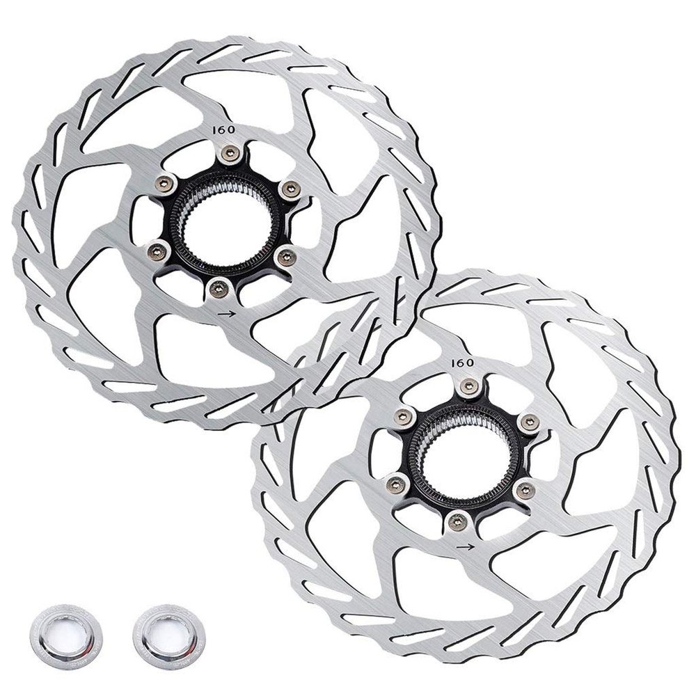 LvTu Centerlock Rotor 160mm Centerline Disc Brake Black/Silver 2pcs