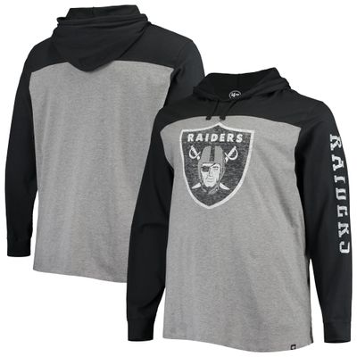 47 Men's Heathered Gray/Black Las Vegas Raiders Franklin Wooster Long Sleeve Hoodie T-Shirt