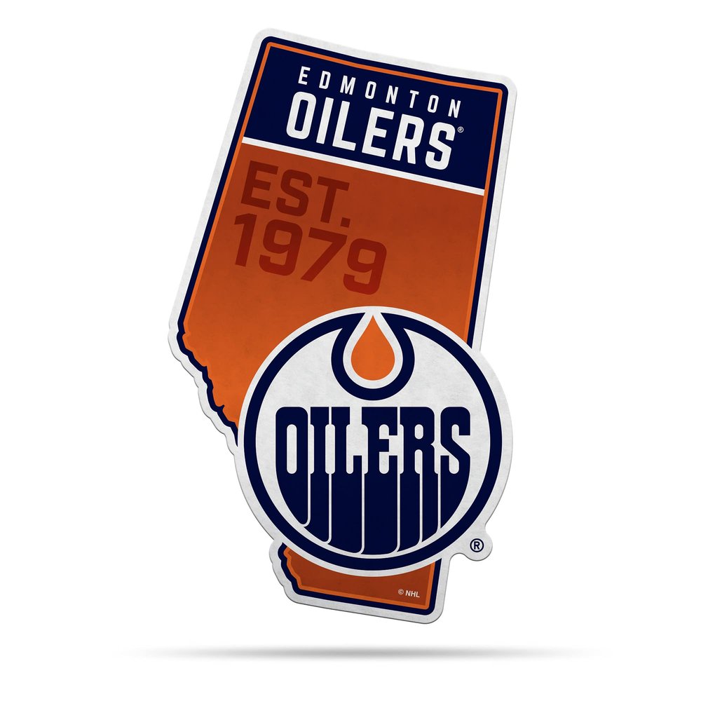Rico Industries NHL Edmonton Oilers State Shape Shape Cut Pennant - Home and Living Room Dcor - Soft Felt EZ to Hang