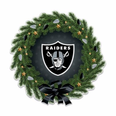 Rico Industries NFL Football Las Vegas Raiders Wreath Shape Cut Pennant - Home and Living Room Dcor - Soft Felt EZ to Hang