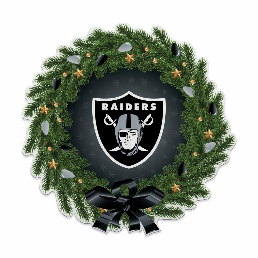 Rico Industries NFL Football Las Vegas Raiders Wreath Shape Cut Pennant - Home and Living Room Dcor - Soft Felt EZ to Hang