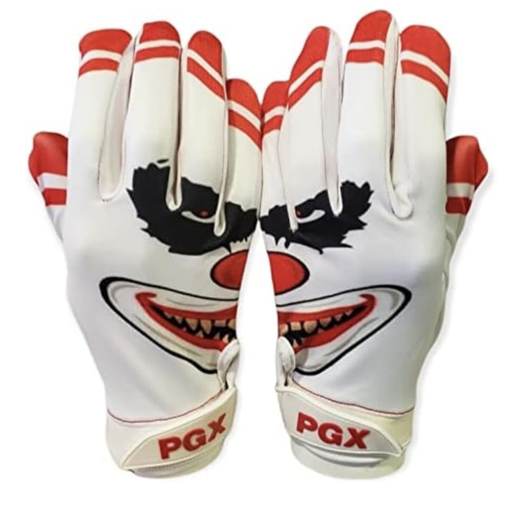 Primal Baseball Crazy Clown Football Receiver Gloves for Adult and Youth (Adults, Large) Black