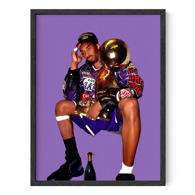 HAUS AND HUES Kobe Bryant Wall Art Framed Basketball Poster for Boys Bedroom, Sports-Inspired Decor, Celebrity Artwork Gift (Black Frame, 12x16)