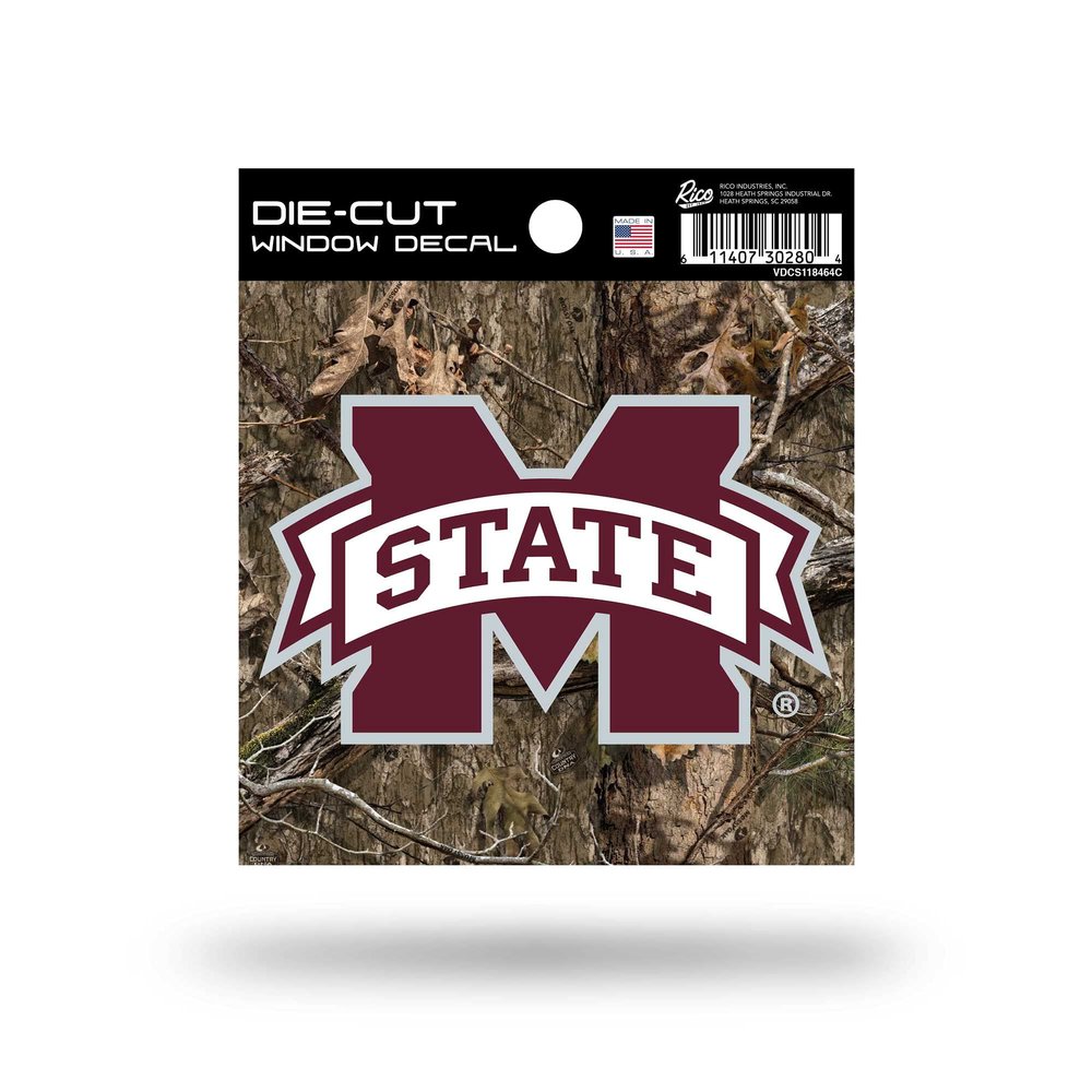 Rico Industries NCAA Mississippi State Bulldogs Primary Logo on Camo 4" x 4" Sports Decal