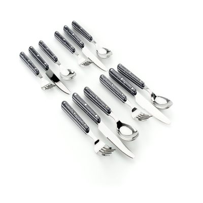 GSI Outdoors Pioneer 12 Piece Cutlery Set I Enameled Steel Flatware Set for Camping, Cabin & RV - Black