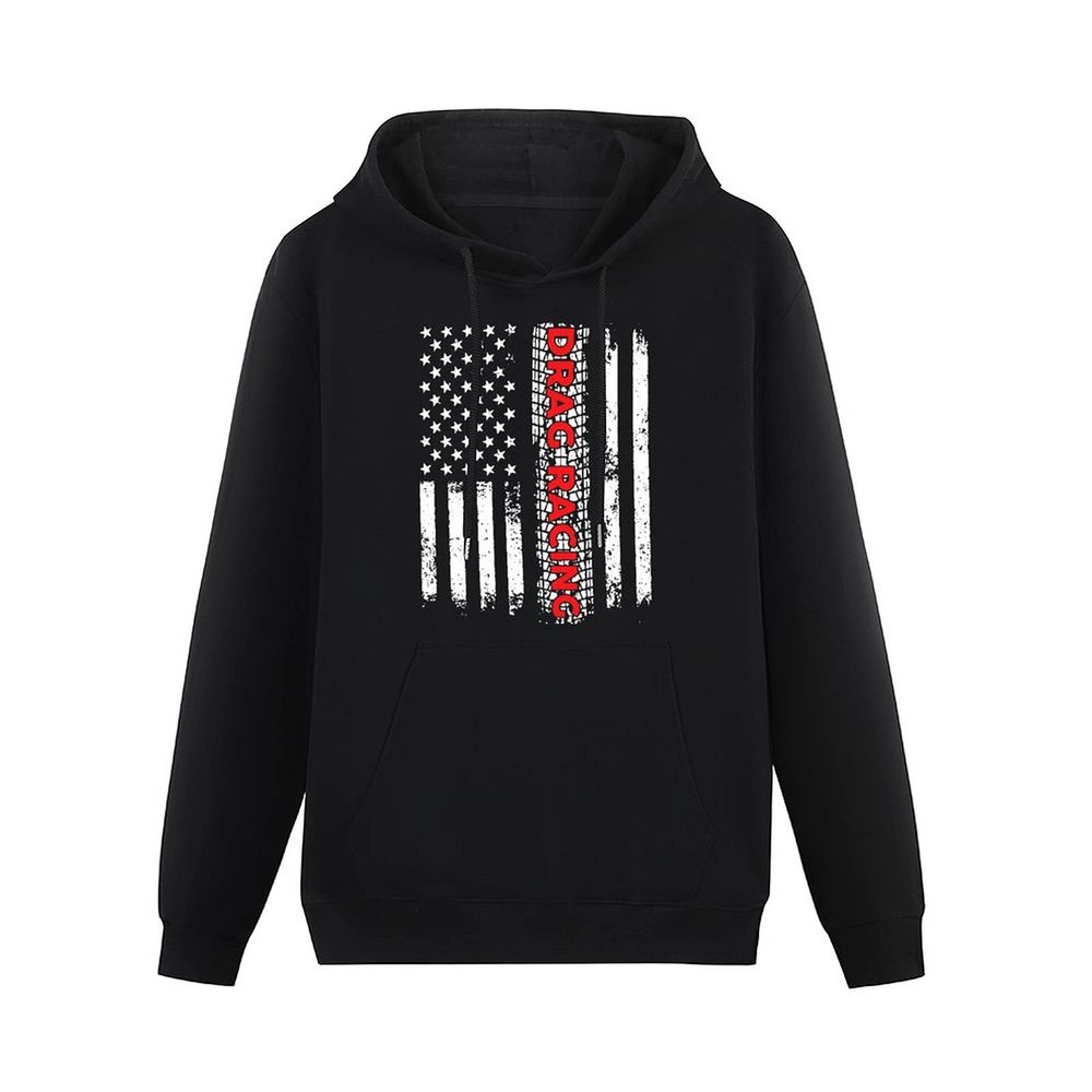 BAIKUTOUAN Drag Racing Flag America Men's Hoodies Pullover Casual Sweatshirts with Pockets Design