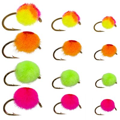 12 Glow Bug Fly and Egg Steelhead Fly Lure Assotment | Trout and Salmon Fly Fishing Flies