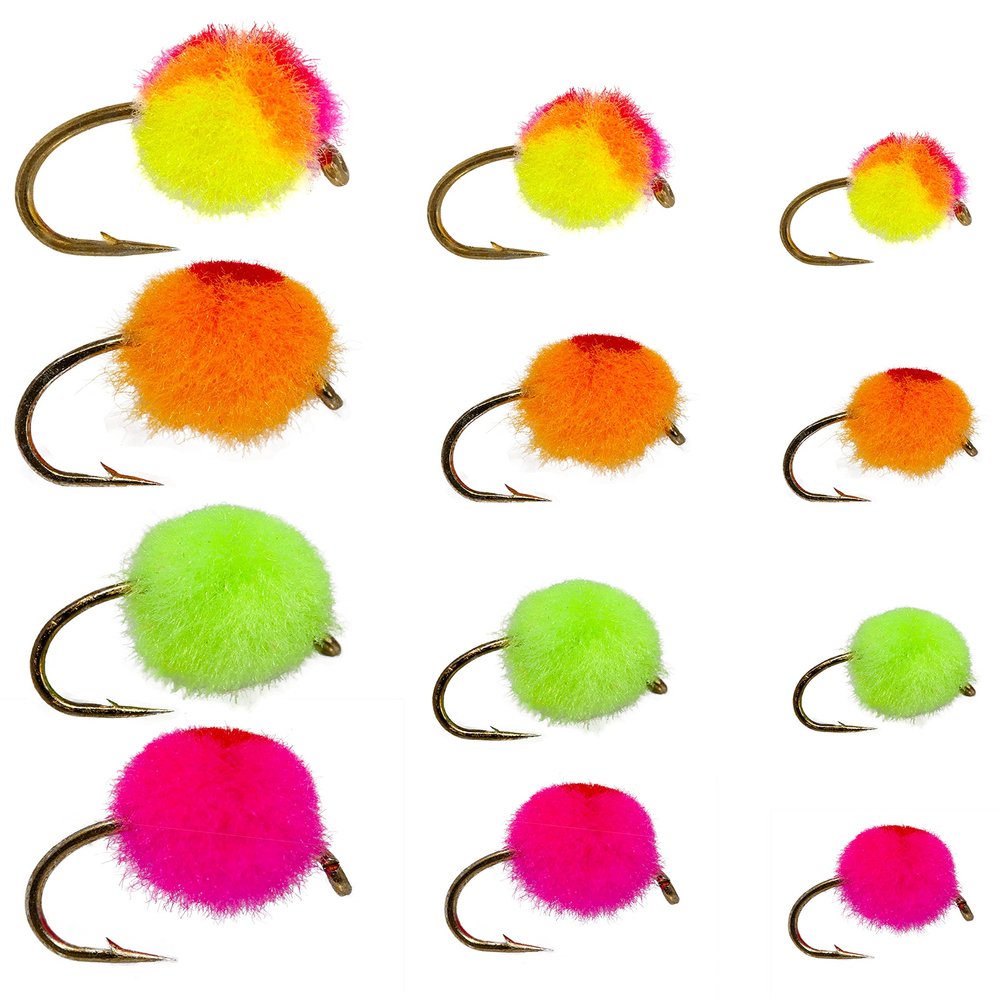 12 Glow Bug Fly and Egg Steelhead Fly Lure Assotment | Trout and Salmon Fly Fishing Flies