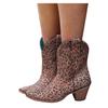 Bcshiye Women Vintage Embroidered Cowgrirl Boots Retro Short Western Ankle Boots Pointed Toe Chunky Mid Cowboy Boots view 1