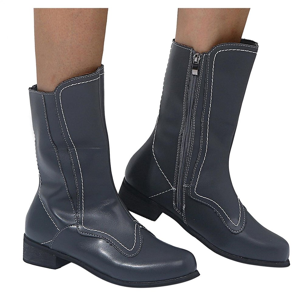 Bcshiye Women's Low Heel Mid Calf Boots Round Toe Low Heel Comfort Slouchy Bootie with Side Zipper Outdoor Western Shoes