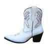 Bcshiye Women Vintage Embroidered Cowgrirl Boots Retro Short Western Ankle Boots Pointed Toe Chunky Mid Cowboy Boots view 3