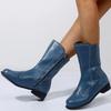 Bcshiye Women's Low Heel Mid Calf Boots Round Toe Low Heel Comfort Slouchy Bootie with Side Zipper Outdoor Western Shoes view 2