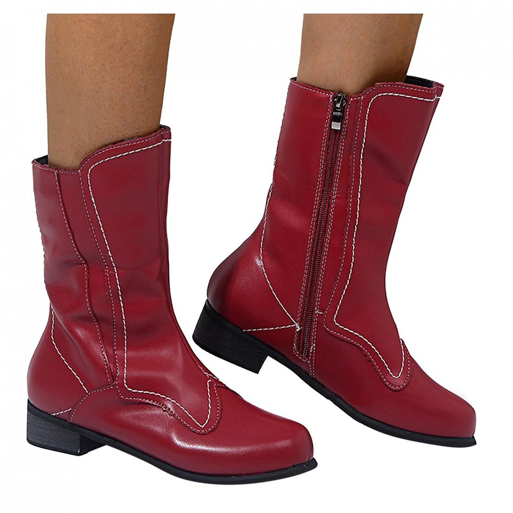 Bcshiye Women's Low Heel Mid Calf Boots Round Toe Low Heel Comfort Slouchy Bootie with Side Zipper Outdoor Western Shoes