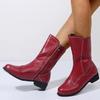 Bcshiye Women's Low Heel Mid Calf Boots Round Toe Low Heel Comfort Slouchy Bootie with Side Zipper Outdoor Western Shoes view 2