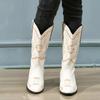 Bcshiye Women's Western Cowboy Boots Wide Calf Round Toe Low Chunky Heel Embroidered Mid Calf Boots Wedding Party Boots view 2