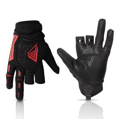 Glove Station Hyper-Fit Tactical Shooting & Work Gloves - Red, Large - 2 Fingerless Design Paintball & Airsoft Gear for Men with Outstanding Grip for Combat, Hunting, Shooting, & Work