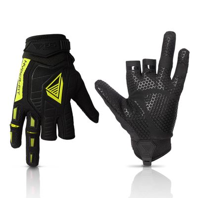 Glove Station Hyper-Fit Tactical Shooting & Work Gloves - Green, Large - 2 Fingerless Design Paintball & Airsoft Gear for Men with Outstanding Grip for Combat, Hunting, Shooting, & Work