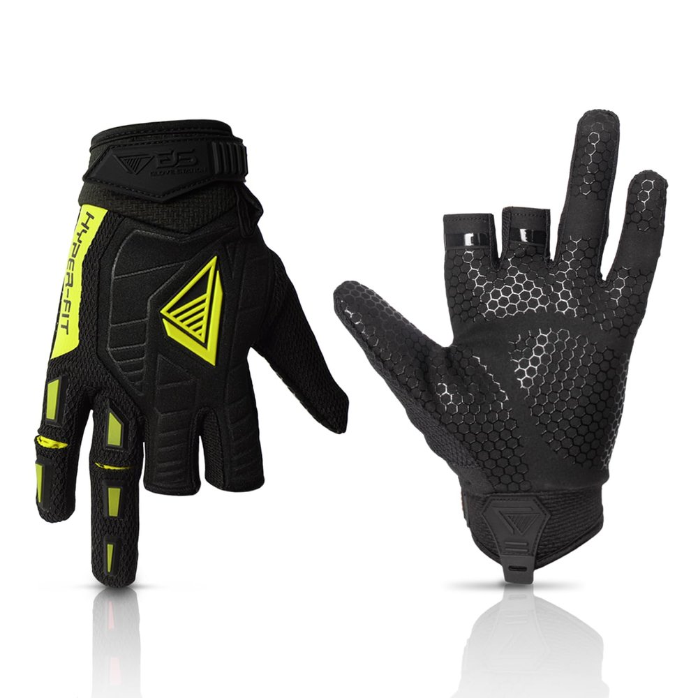 Glove Station Hyper-Fit Tactical Shooting & Work Gloves - Green, Large - 2 Fingerless Design Paintball & Airsoft Gear for Men with Outstanding Grip for Combat, Hunting, Shooting, & Work