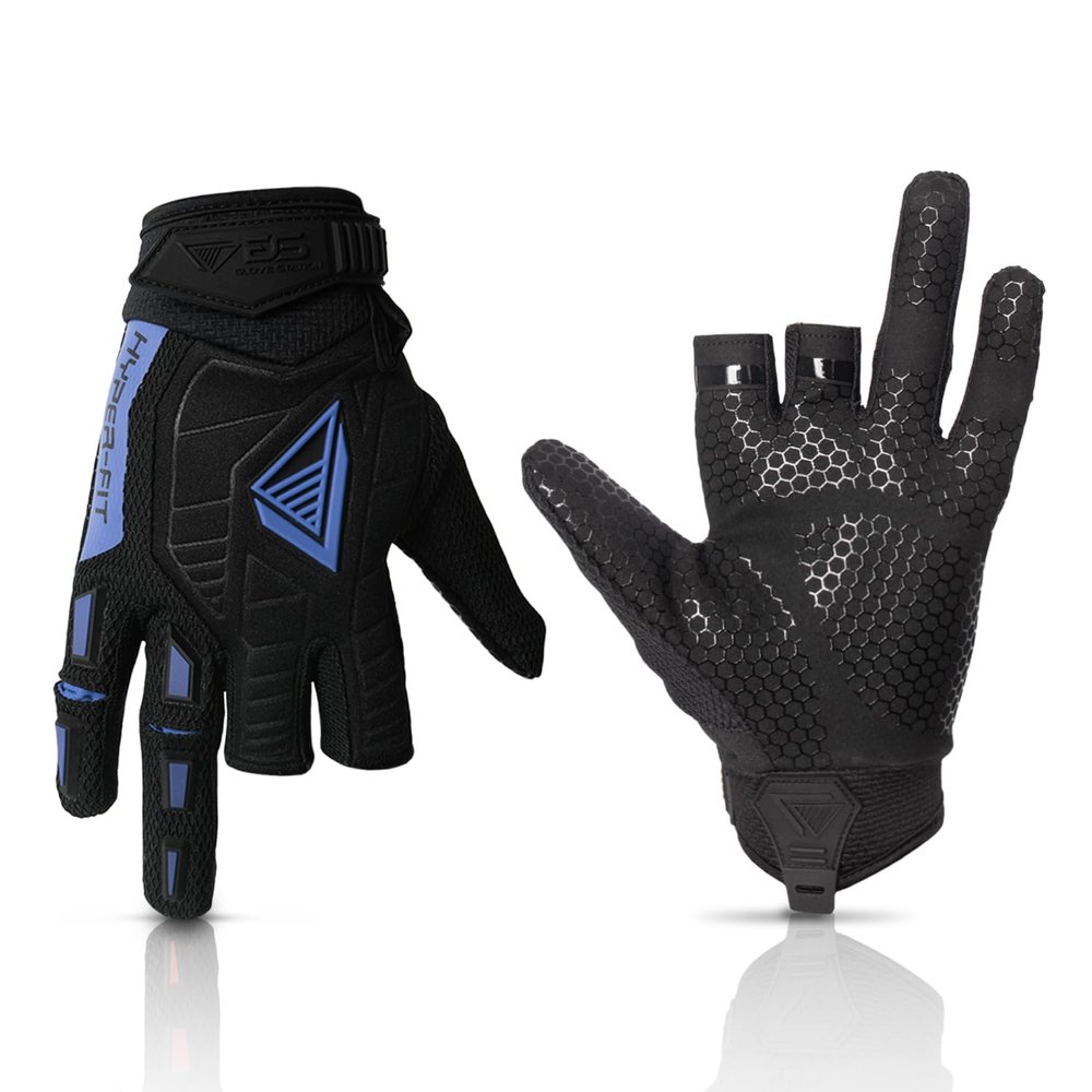 Glove Station Hyper-Fit Tactical Shooting & Work Gloves - Blue, Medium - 2 Fingerless Design Paintball & Airsoft Gear for Men with Outstanding Grip for Combat, Hunting, Shooting, & Work