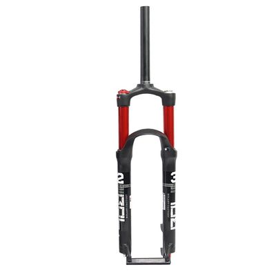 Jejy Bicycle Suspension Front Forks Magnesium Alloy,26/27.5/29 MTB Mountain Bike Double Air Chamber Manual Lockout Front Fork (Color : Black red Tube, Size : 26)