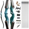 ZSHJGJR Archery 60 Inch Black Hunter Takdown Recurve Bow and Arrow Set 20-60 Lbs Right Handed with Wood Bow Riser American Hunting Longbow for Archery Hunting Shooting (20lbs, Bow and Arrow Set) view 1