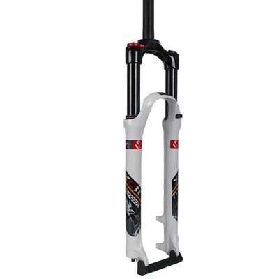 Jejy Air MTB Bicycle Suspension Fork 26/27.5/29 InchStraight Tube Manual Lockout QR 9mm Quick Release Shock Absorber Bike Fork (Color : White, Size : 27.5)
