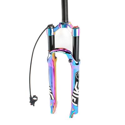 Jejy MTB Air 26 Inch Magnesium Alloy Front Fork,26/27.5/29" Bicycle Manual Lockout/Remote Lockout Disc Brake Suspension Fork (Color : Remote Lockout, Size : 26)
