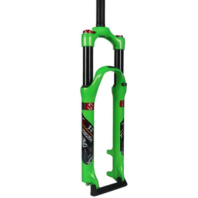 Jejy Air MTB Bicycle Suspension Fork 26/27.5/29 InchStraight Tube Manual Lockout QR 9mm Quick Release Shock Absorber Bike Fork (Color : Green, Size : 26)