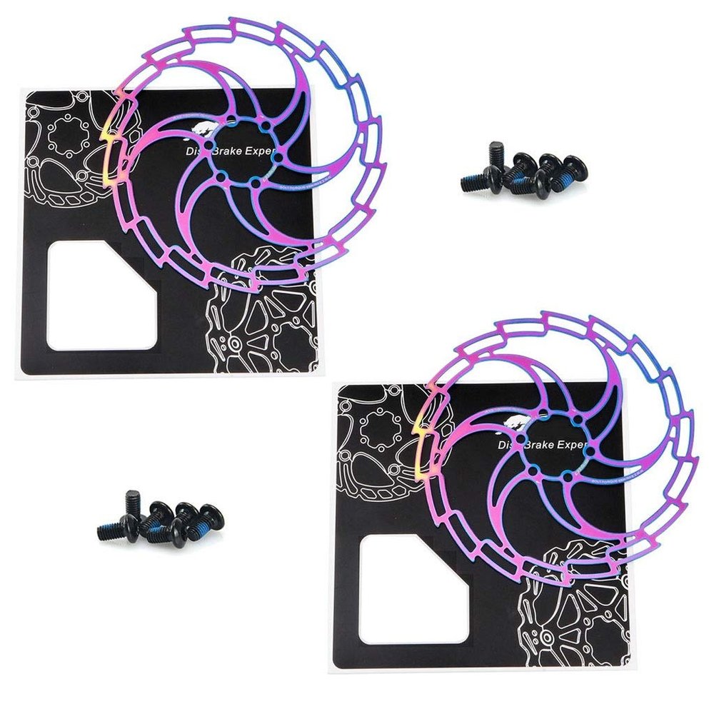 LvTu 2 pcs Mountain Bike Disc Brake Rotor 160mm 180mm 203mm Stainless Steel with 12 Bolts - Colorful (Size : 180mm)