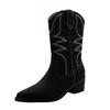 Bcshiye Womens Cowboy Western Boots Winter Pointed Toe Chunky Mid Heel Embroidered Cowgirl Boots Slip-on Mid Calf Boots view 1