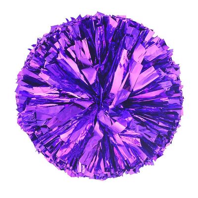 Anntool 2 Pcs Pom Poms Cheerleading with Baton Handle, 13'' Purple Metallic Foil Plastic Cheerleader Pom Poms for Sports Team Spirit Party Dance, Cheer Pom Poms Squad Spirit Poms for Kids Adult
