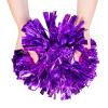 Anntool 2 Pcs Pom Poms Cheerleading with Baton Handle, 13'' Purple Metallic Foil Plastic Cheerleader Pom Poms for Sports Team Spirit Party Dance, Cheer Pom Poms Squad Spirit Poms for Kids Adult view 2