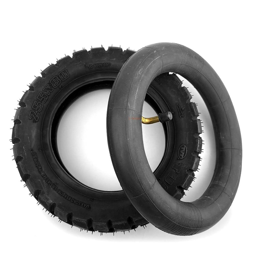 255x80 Inflated Tire for Mountain Scooter 10 Inch Replacement Off-Road Tyre with Tube Compatible with Our Drum Brake Wheel (tire and Tube)
